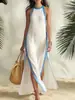 Vestido Casual de Mujer sin Mangas Estilo Europeo y Americano con Rayas, Exportación a Amazon, Vacaciones, Sitio Independiente Transfronterizo 2026, Diseño con Abertura