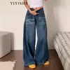 Jeans Lavados Americanos Scimitar para Mujer Otoño 2025 Nuevo Cintura Alta Sueltos Adelgazantes Rectos Pantalones de Guadaña