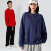 Sudadera Gruesa de Felpa Zorro Plateado de Peso Pesado 450g para Otoño e Invierno, Chaqueta Unisex, Sudadera de Marca Moderna Holgada con Cuello Redondo para Hombre con Forro de Felpa