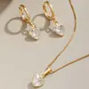 Comercio Exterior Europeo y Americano Transfronterizo Más Vendidos Pendientes, Anillos y Collares Set de Tres Piezas Creativo Nudo de Amor Colgante Conjunto de Joyería