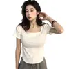 Top de Mujer de Manga Corta Moderno y Único Nuevo Estilo 2025 Dulce y Picante Crop Top Corto Hombro Normal de Verano