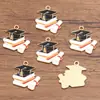 Variedad de Accesorios de Joyería Personalizados Transfronterizos Europeos y Americanos de Aleación, Dijes para Temporada de Graduación, Sombrero de Doctor, Flor y Papel de Examen
