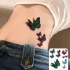 Adesivos de Tatuagem Borboleta Colorida em Gradiente Estilo Ins, Design Exclusivo de Alta Qualidade, À Prova d'Água e Suor, Adesivos de Tatuagem para Cobrir Cicatrizes na Cintura e Abdômen