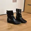 Fivela de Cinto Estilo Coreano Botas de Motocicleta Femininas 2026 Outono Novo Botas de Meia-Perna de Camurça Moda Tendência Moda Botas de Cano Curto com Solado Grosso