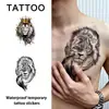 Adesivos de tatuagem coloridos com coroa de cabeça de leão para homens, à prova d'água e duradouros, estilosos e legais, com um toque europeu e americano