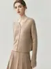 Suéter de Cachemira Suave y Amigable con la Piel para Mujer Cárdigan de Punto con Cuello en V Otoño e Invierno Estilo Nuevo Color Sólido Suéter Chaqueta de Manga Larga Moderno