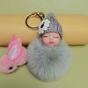 Llavero Colgante de Bolso Esponjoso de Muñeca de Bola de Pelo con Cadena de Bolas Calientes Transfronterizo Joyería de Estilo Adorable para Niñas