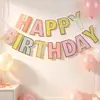 Letra de Fiesta Estampado en Caliente Cola de Sirena Banner Feliz Cumpleaños Decoración Sorpresa de Cumpleaños Suministros para Fiestas Bandera de Tirar de Unicornio