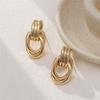 Venta caliente transfronteriza Europa y Estados Unidos moda simple oval arete tres anillos personalidad retro viento de lujo ligero aretes arete al por mayor