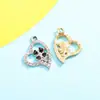 Accesorios Casuales de Corazón con Goteo de Aceite y Flor Colgante Moda Clásica Aleación Diamante Joyería Accesorios Material para Colgantes DIY