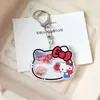 Llavero plano de acrílico de caricatura de niña linda Hello Kitty, accesorio colgante de gato dulce para bolsos para mujeres jóvenes a la moda