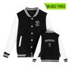 Uniforme de béisbol Slam Dunk estampado chaqueta negra primavera y otoño cuello alto estilo casual americano chaqueta de béisbol chaqueta para mujer