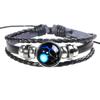 Pulsera Luminosa de Estrella Pulsera de Cuero de Vaca con Cuentas de las Doce Constelaciones Pulsera de Constelación con Hebilla de Vidrio Fluorescente Luminosa para Parejas
