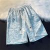 Shorts masculinos soltos retos de seda gelada praia férias flor shorts juventude verão estilo hong kong ins calças casuais da moda
