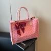 Bolsa de Casamento Grande Capacidade com Palavra Feliz para Mulheres 2026 Nova Bolsa de Mão para Noiva Bolsa Tote Vermelha de Ombro