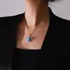 Collar de Plata Mabei de Agua Salada Elegante de Moda Exquisita Avanzada Collar con Colgante Colorido Azul Estrellado
