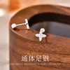Pendientes de Plata de Ley 999 con Forma de Trébol de Cuatro Hojas Completamente Pavimentados con Diamantes Pendientes de Botón de Moda para el Trabajo Temperamento Sencillo Pendientes de Tornillo para Cartílago Auricular para Curar Perforaciones de Oreja