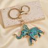 Fábrica Directa Ojos Azules Elefante Aleación Incrustado Diamantes Animal Llavero Colgante de Bolso Accesorios Regalo
