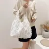 Bolsa de Grande Capacidade Nova Bolsa de Ombro Único de Lona Estilo Retro Casual para Férias Bolsa de Axila Feminina com Franja Bolsa de Mão