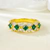 Zhuozhifan 2023 Nuevo Modelo Anillo de Plata de Ley S925 Moda Piedra Preciosa de Color Esmeralda Artificial Fila de Diamantes Estilo Personalizado Moda para Mujer