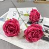 Rosa lasaña de 3 cabezas, rosa de ensueño, rosa redonda de una sola rama, arreglo floral para boda coreana, flor de seda, arreglo floral fresco para salón de bodas, flor de pared