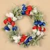 Nueva Prenda del Día de la Independencia 2025 Transfronteriza Tulipán Conejo Hoja Color Bandera Colgante de Pared Hogar Decoración Festival de Primavera y Verano
