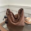 Bolsa Plegada con Cordón de Color Sólido Distintivo Ins Moda Simple Japonesa y Coreana Bolso Cruzado Versátil Bolso Tote Artístico Fresco