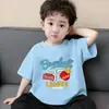 Camiseta de Algodón Puro con Estampado de Dibujos Animados Cuello Redondo Manga Corta para Niños Ropa de Verano para Niños Talla Mediana y Grande Camiseta Básica Transpirable Casual para Niños