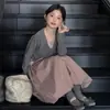 Conjunto de Primavera y Otoño para Niñas 2026 Nuevo Dulce Estilo Coreano Top Falso de Dos Piezas y Conjunto de Falda Floral Tendencia Transfronteriza