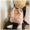 Mochila de Grande Capacidade Transfronteiriça Feminina Moda Corrente Cordão Bolsa Saco Casual Nicho Estilo Coreano Nova Mochila de Viagem