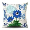 Nova Almofada Decorativa Colorida Estampada Borboleta Azul Flor Almofada de Sofá Decoração de Casa Almofada de Verão Suporte Lombar