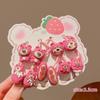Conjunto de dez peças de corda de cabelo de urso de morango de desenho animado infantil, corda de cabeça fofa, rabo de cavalo duplo, anel de cabelo para meninas, acessórios de cabelo elásticos altos, atacado