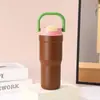 Nueva taza aislada de gran capacidad de acero inoxidable 316, taza de hielo portátil para viajes al aire libre, taza con pajilla de doble uso al vacío