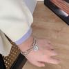Pulsera Vintage de Plata Tailandesa con Cara Sonriente para Mujer, Pulsera de Cuentas de Doble Capa Estilo Ins, Accesorio Elegante, Venta al por Mayor, Suministro Exclusivo Transfronterizo