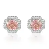Aliexpress Novo Estilo Rosa Milênio Corte Octogonal Zircônia Pequena Flor Pingente Colar Conjunto de Anel e Brincos de Luxo Leve Feminino