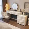D05 Penteadeira e Guarda-roupa Integrados Quarto Moderno Simples Canto Penteadeira Estilo Creme Mesa de Cabeceira Retrátil Penteadeira