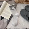 Calcetines de algodón para mujer con lazos para primavera y otoño, calcetines de media pantorrilla estilo universitario ins japonés, calcetines de algodón con parte superior de burbuja para otoño e invierno para niñas
