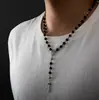 Colar Feminino Ajustável de Liga Estilo Étnico Retrô Pingente Redondo Cruz Contas de Pérola Acrílico