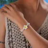 Verano Nuevo Estilo de Vacaciones Transfronterizo Pulsera de Plumeria Tortuga Retro Turquesa Flor de Cerámica Suave Pulsera de Cuerda Retorcida