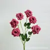 Nova Flor Artificial Rosa Diamante de 6 Cabeças Flor Única para Decoração de Salão de Casamento Adereços de Fotografia Flor Artificial Atacado