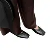 Sapatos Estilo Fada Francesa com Saias, Sapatos de Noite Delicados, Versáteis para o Dia a Dia, Mocassins de Couro Genuíno Quadrados para Mulheres