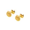 Pendientes Exquisitos y Minimalistas de Acero de Titanio con Forma de Concha para Mujer, Pendientes de Verano con Diseño de Nicho y un Toque de Lujo, Accesorios de Lujo de Moda