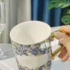 Caneca de Porcelana Fina Estilo Europeu Transfronteiriça Série Hortênsia Copo de Leite e Água Copo de Chá para Escritório Presente Doméstico Caneca