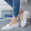 Zapatos Blancos de Tacón Bajo y Suela Plana Four Seasons Transpirables Cómodos de Piel de Vaca Antideslizantes para Trabajo Suela Suave Casuales Médicos