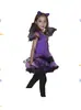 Fantasia de Halloween Infantil Fantasia de Performance Infantil Menina Morcego Roxa Cosplay Bruxa Fantasia de Bruxa