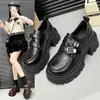 Zapatos de Salón Individuales Retro para Mujer Suela Gruesa Nuevos Mocasines Otoño 2026 Nuevos Pequeño Aumento de Altura Estilo Británico Zapatos Pequeños de Cuero para Mujer