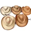Chapéu de Palha Estilo Novo Ocidental Cowboy Transfronteiriço para Homens e Mulheres, Chapéu à Prova de Vento Colorido em Degradê da Moda Primavera e Verão, Chapéu Jazz, Chapéu de Sol