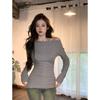 Camiseta Larga para Mujer Moderna y Elegante con Diseño Único en la Espalda, Top Negro Ajustado que Ceñe la Cintura para Otoño