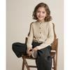 Cardigan de Tricô Novo para Primavera e Outono Gola Redonda Cor Sólida Suéter Trançado Jaqueta Estilosa para Bebês e Crianças Top de Bebê