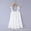 Verão 2026 Novidades Estilo Resort Nicho Bordado Francês Renda Vazada Babados Vestido Solto Emagrecedor com Alcinhas Finas Feminino